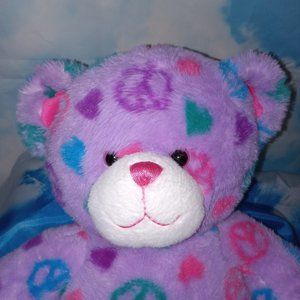 Peace & Hugs & Hearts Build a Bear Workshop Purple Teddy Plush Stuffed Animal